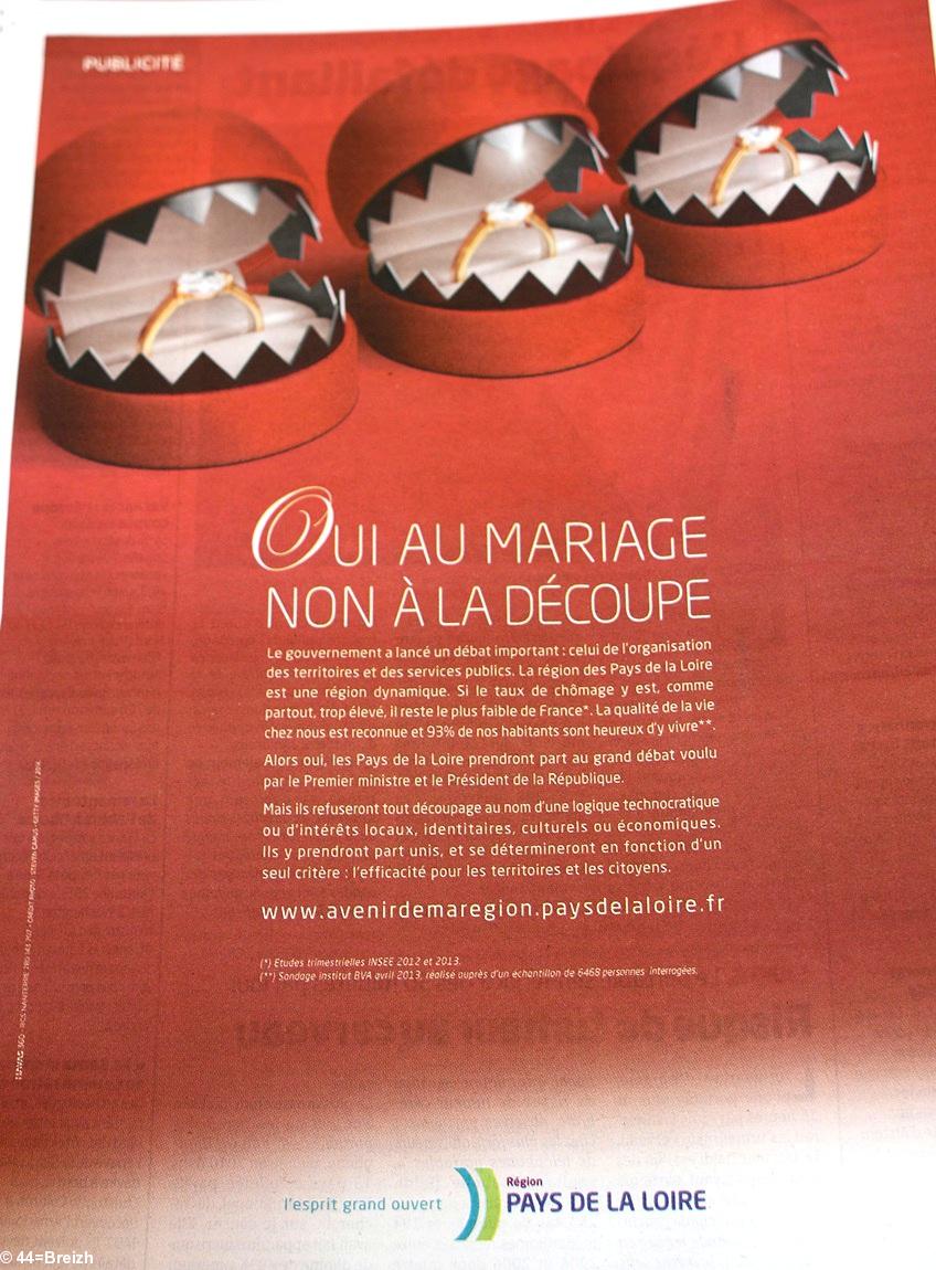 Publicité-propagande des <i>Pays de la Loire</i> trouvée dans la presse nantaise le 14 mai 2014.