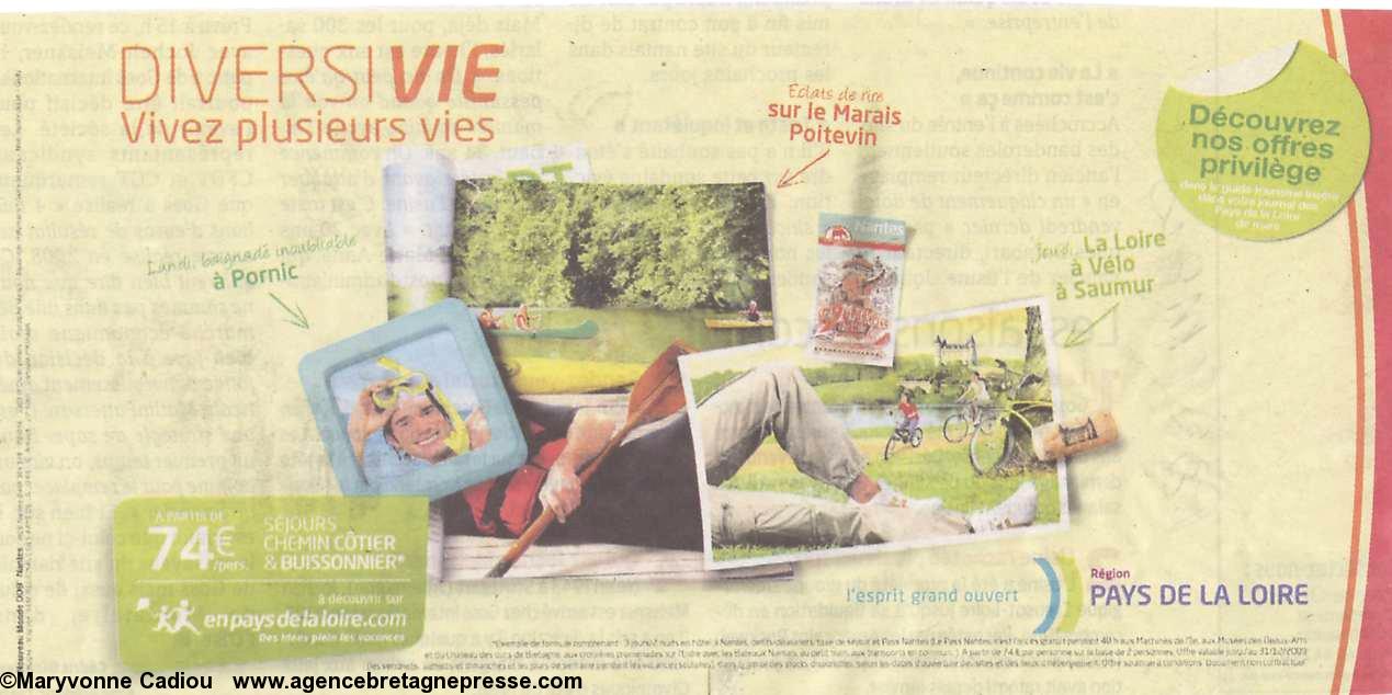 Diversivie le retour 2009 dans <i>Presse Océan</i>. Pays de la Loire.