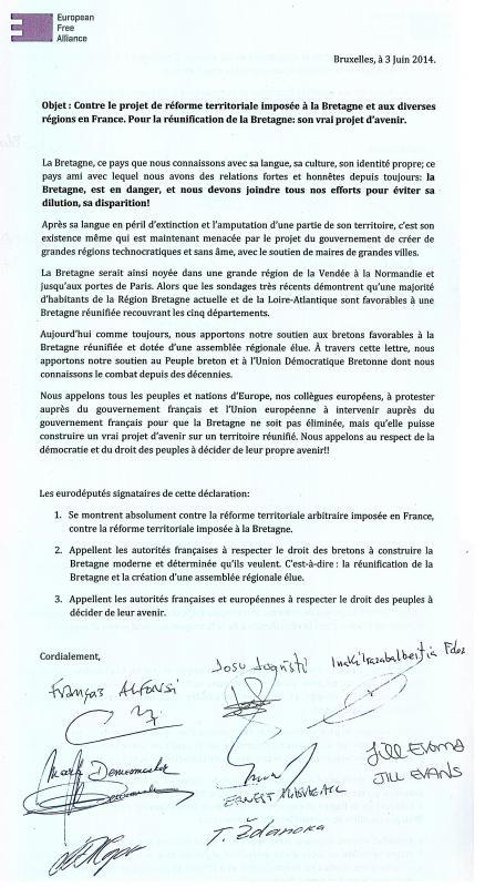 Lettre envoyée aux Autorités Françaises