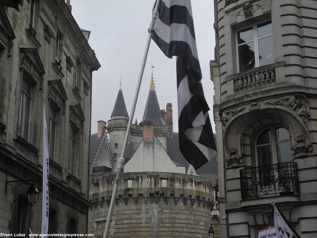 [Nantes, manifestation 28/06/2014], défilé. Devant le Château des Ducs de Bretagne.