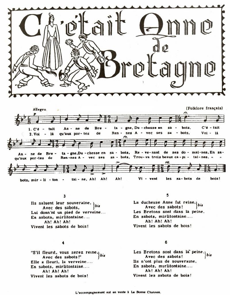 Partition de <i>C'était Anne de Bretagne</i>.