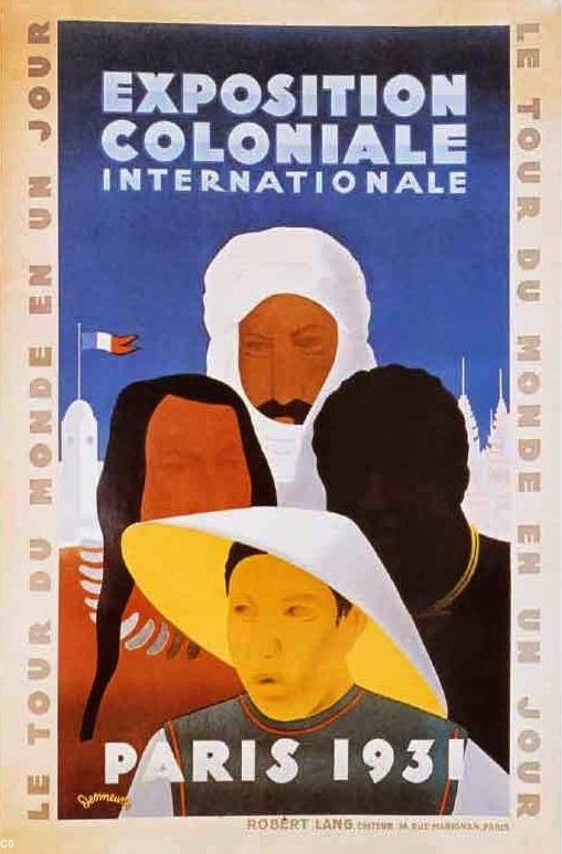 Affiche Exposition Coloniale de Paris 1931 <i>Le tour du monde en un jour.</i> . Robert Lang éditeur 14 rue de Marignan Paris.