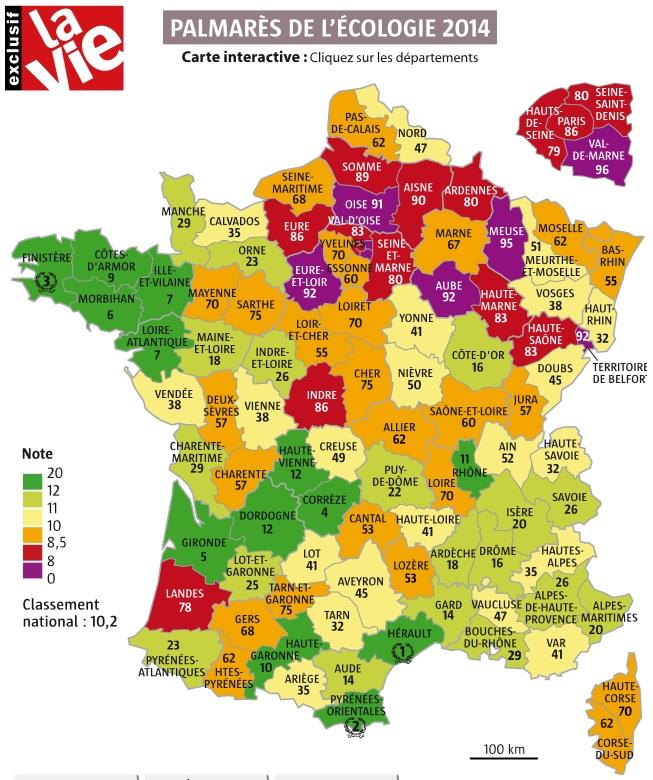 La Vie : Le Palmarès 2014 de l'écologie en France.