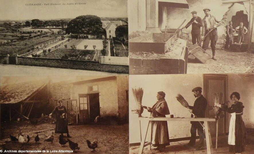 Carte postale ancienne du petit séminaire de Guérande. Et des photos de ce camp d'internement.