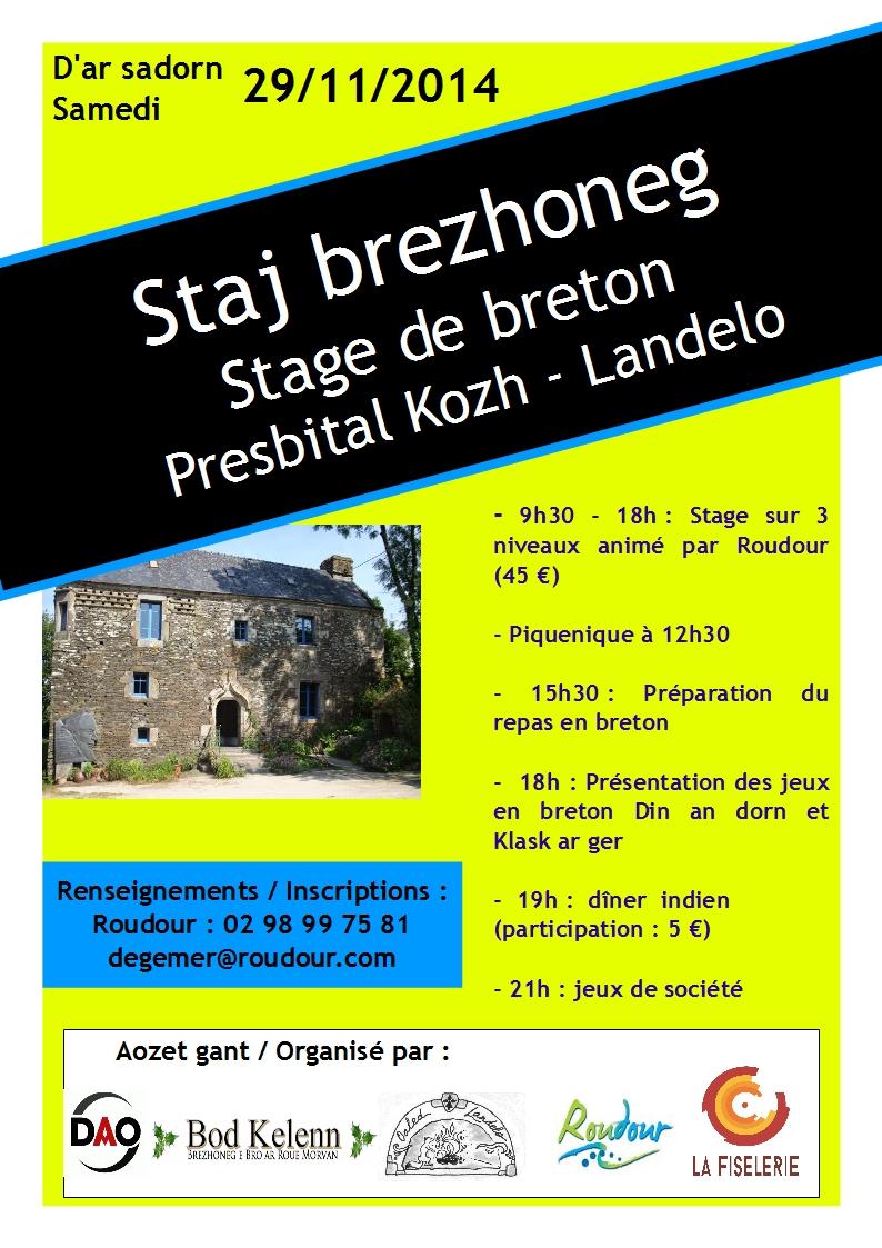 affiche stage de breton à landeleau