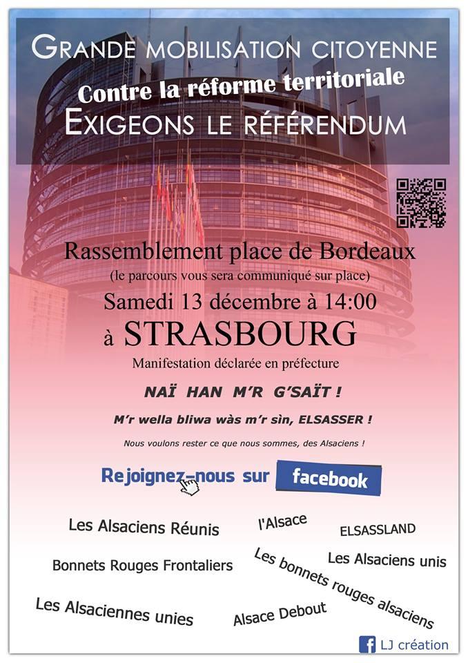 Affiche pour appel à manifestation Strasbourg 13-12-14