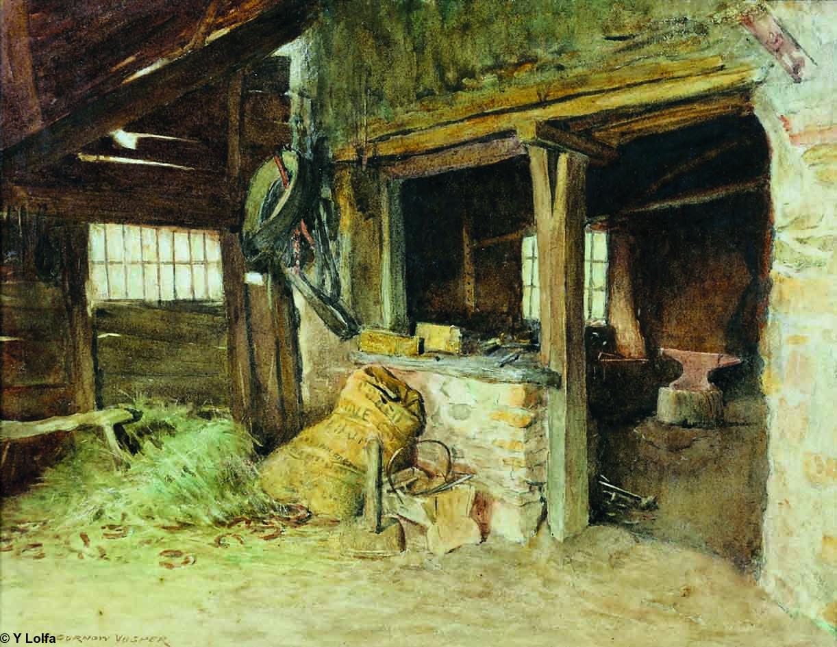 <i>The Forge</i> -in Wales - by Sydney Curnow Vosper (1866-1942) in 1899, at Llanfair.