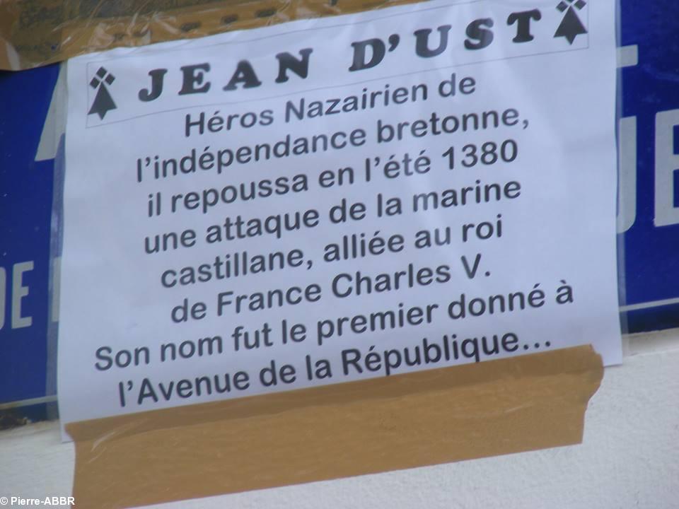 Affichette au nom de Jean d'Ust!