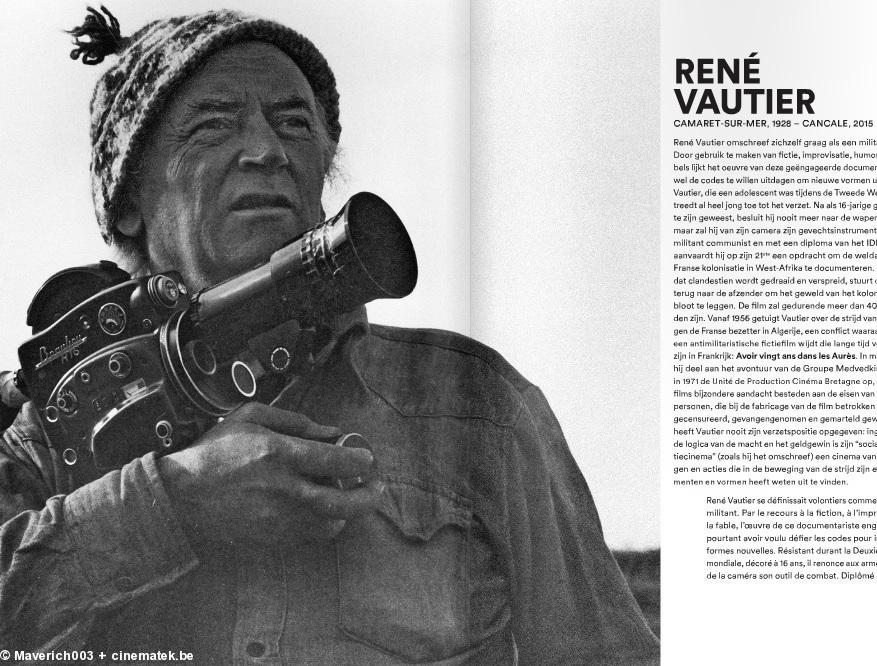 René Vautier et sa caméra. dans le programme du Festival de cinéma de Bruxelles.