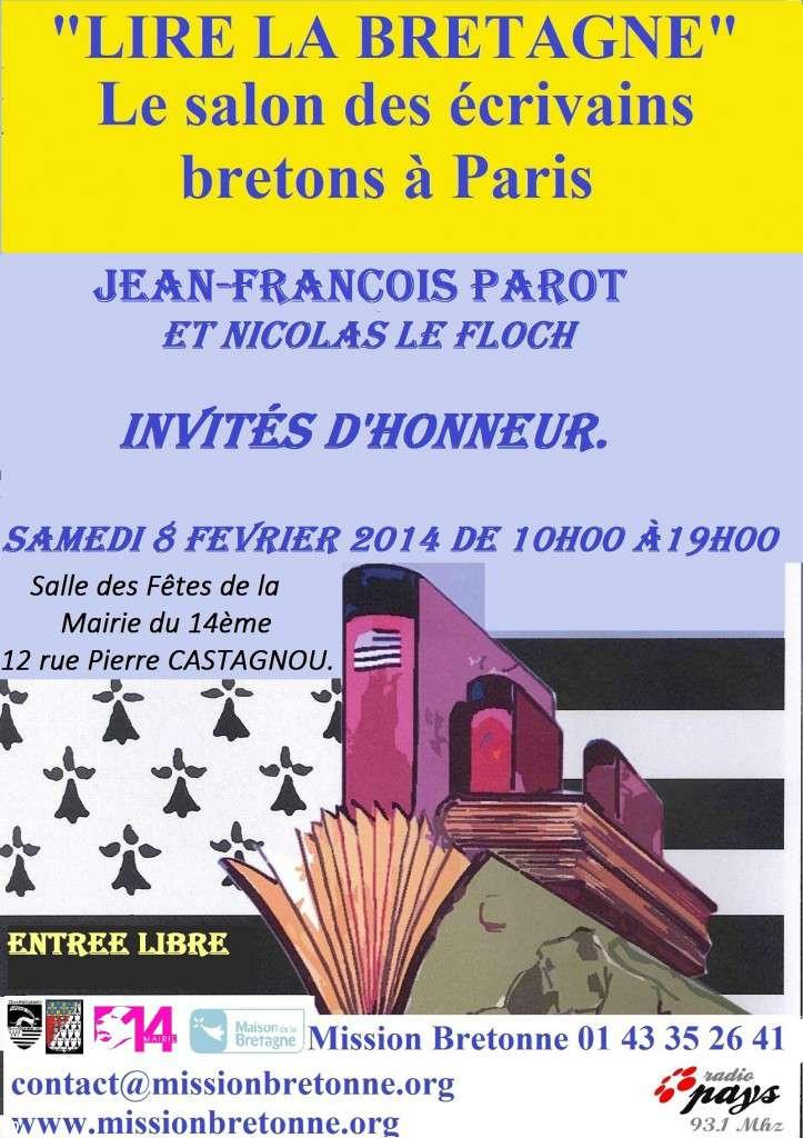 Affiche Salon du livre des écrivains bretons 2014, Paris.