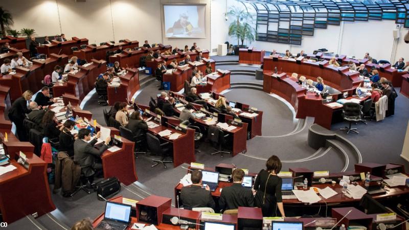 La salle des débats du Conseil régional de la Bretagne administrative à Rennes.