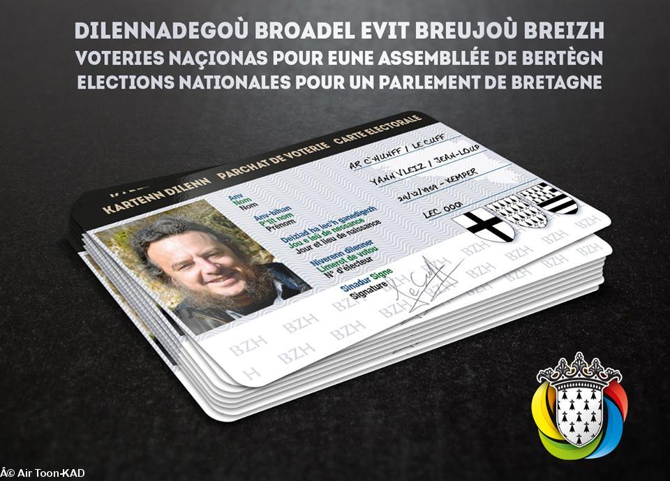 Carte d'électeur pour les élections nationales bretonnes.