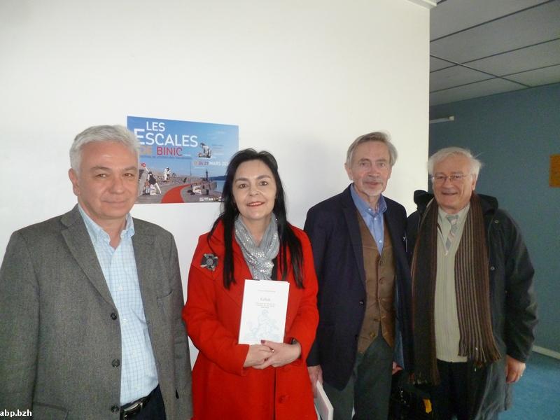 Thanassis Hatzopoulos, Sylvie Le Moël, Robert Blondel et Alexandre Zotos, lors du Festival du livre 