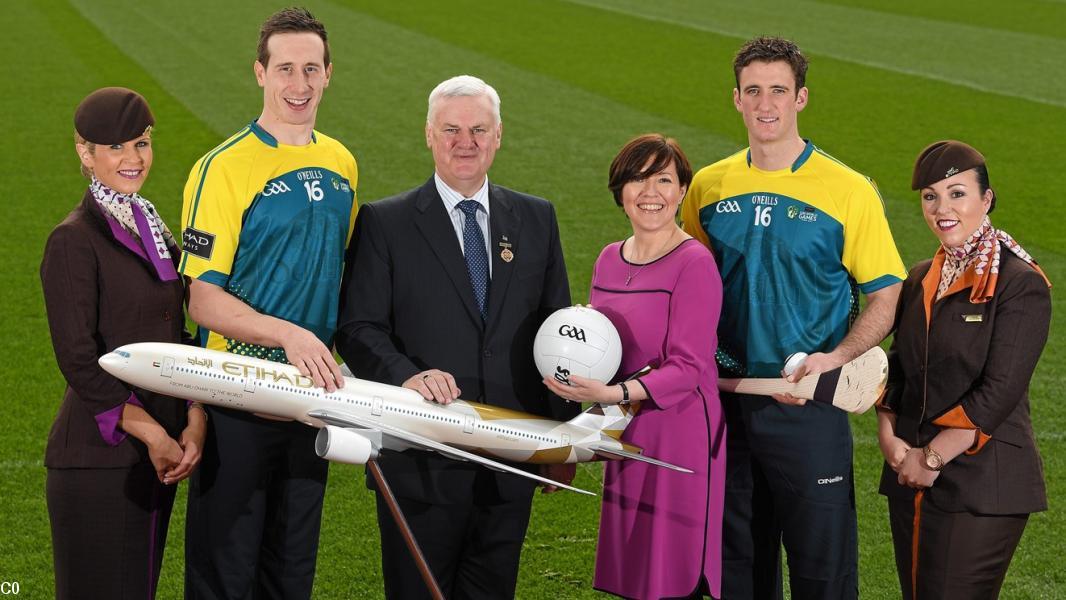 Aoghán Ó Fearghail, au centre, lors de la présentation des jeux à Croke Park, cette semaine.