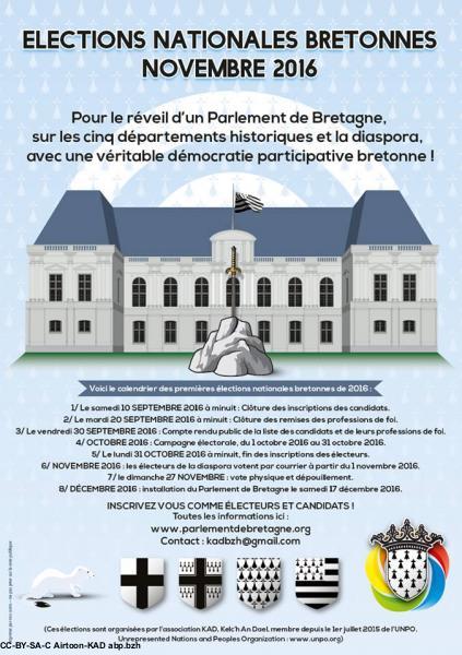 Affiche des élections du Parlement de Bretagne en novembre 2016