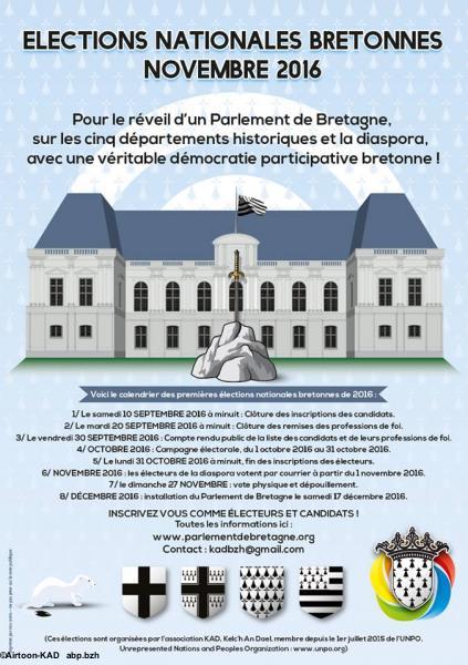 Affiche des élections du Parlement de Bretagne réveillé.