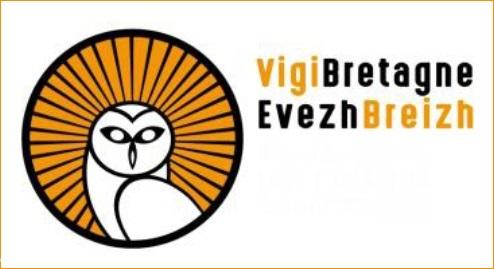 Logo de VigiBretagne-EvezhBreizh. Réalisation Mikael Bodlore-Penlaez.