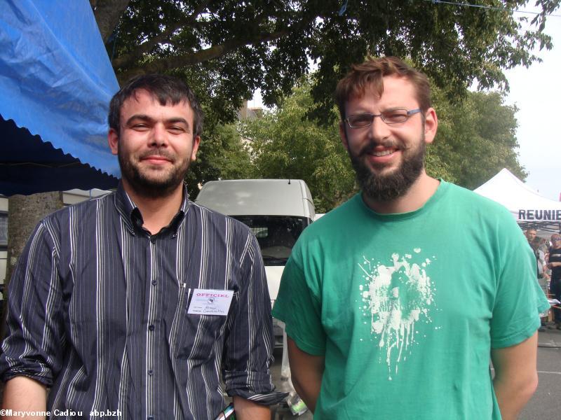 Breizh Manif 2016. Romain Bily, permanent nouvellement embauché par Bretagne Réunie, et Jonathan Guillaume de 44=Breizh.