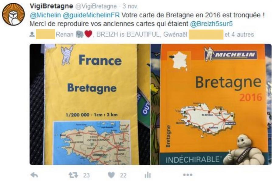 Cartes Michelin. Tweet.