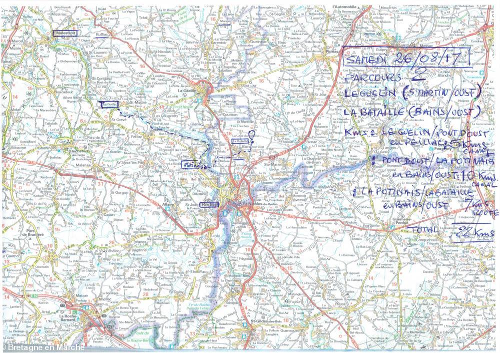 chemin emprunté par Bretagne en Marche le 26 août 2017 (version provisoire)