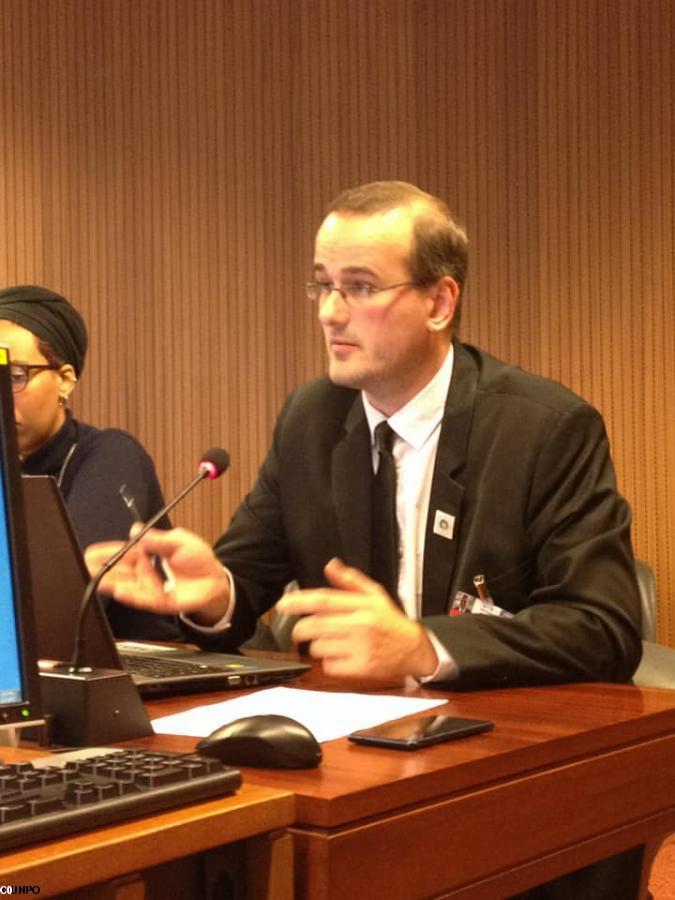 Thomas Radoubé speaks at the UN, on behalf of KAD, for Brittany.