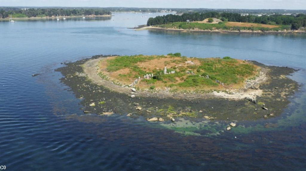 Le cromlec'h à-demi submergé d'Er-Lannig dans le Golfe du Morbihan (photo lieux sacrés http://lieuxsacres.canalblog.com/)