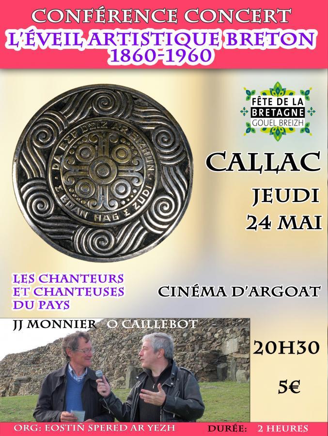 l'annonce de la conférence d'histoire de la Bretagne du 24 mai à Callac, dans le cadre de la Fête de la Bretagne/Gouel Breizh