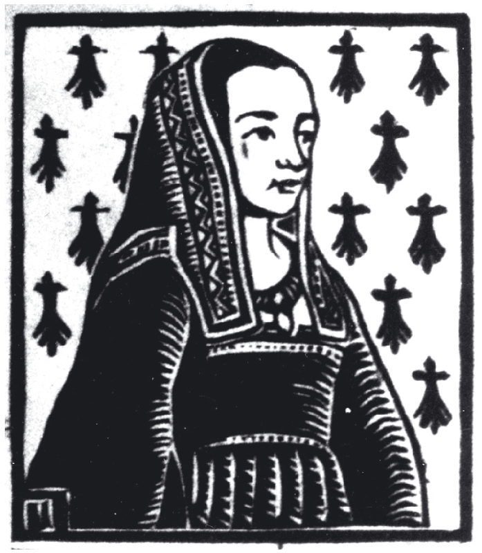 Anne de Bretagne, gravure sur bois de Jeanne Malivel.