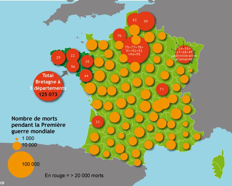 L'ampleur du tribut humain des Bretons apparaît sur toutes les cartes