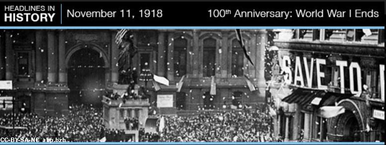 5-Chicago Tribune. Photo d'époque : Liesse à Chicago à l'annonce de la fin de la (première) guerre mondiale.