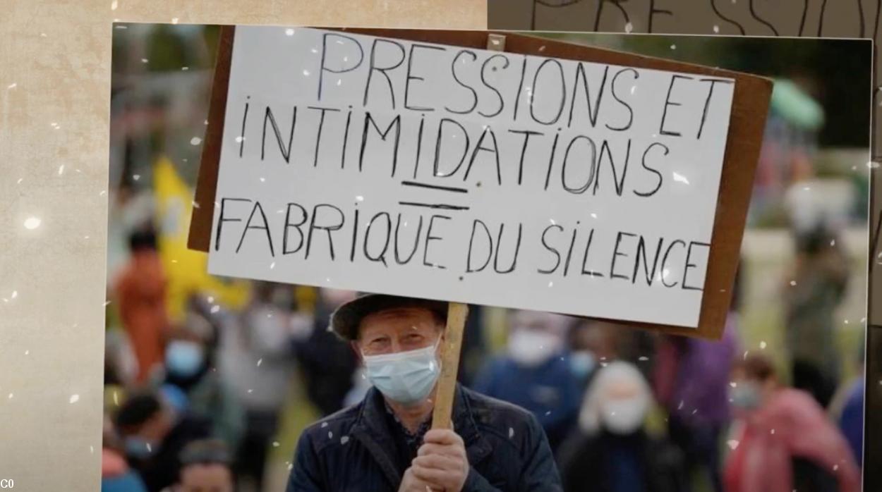 Manifestation à Rostrenen en faveur  de la journaliste Morgan Large (photo TV Quimperlé)