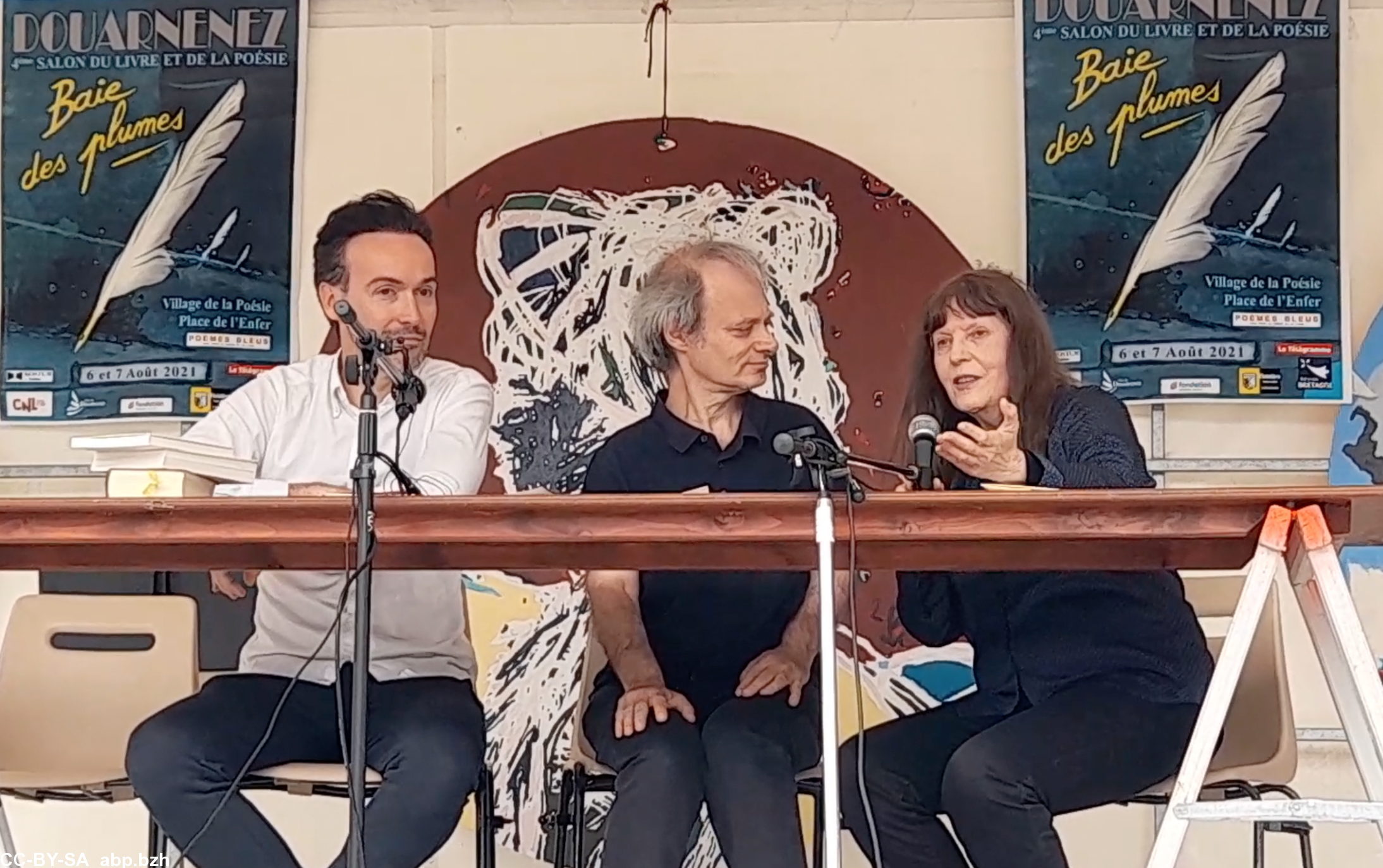 Yoann Barbereau, André Markowicz et Françoise Morvan à Douarnenez CC-BY-SA-NC