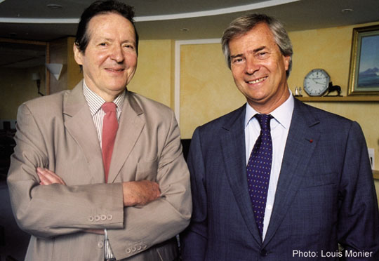 Jean Bothorel et Vincent Bolloré (photo Louis Monnier - Editions Jean Picollec)