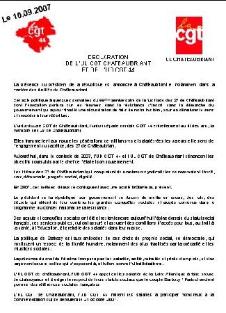 Communiqué CGT