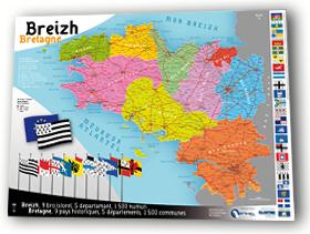 Carte de Bretagne  nouvelle réalisation de Geobreizh.com.